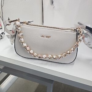 Nine West Cream Shoulder Bag with Gold Chain